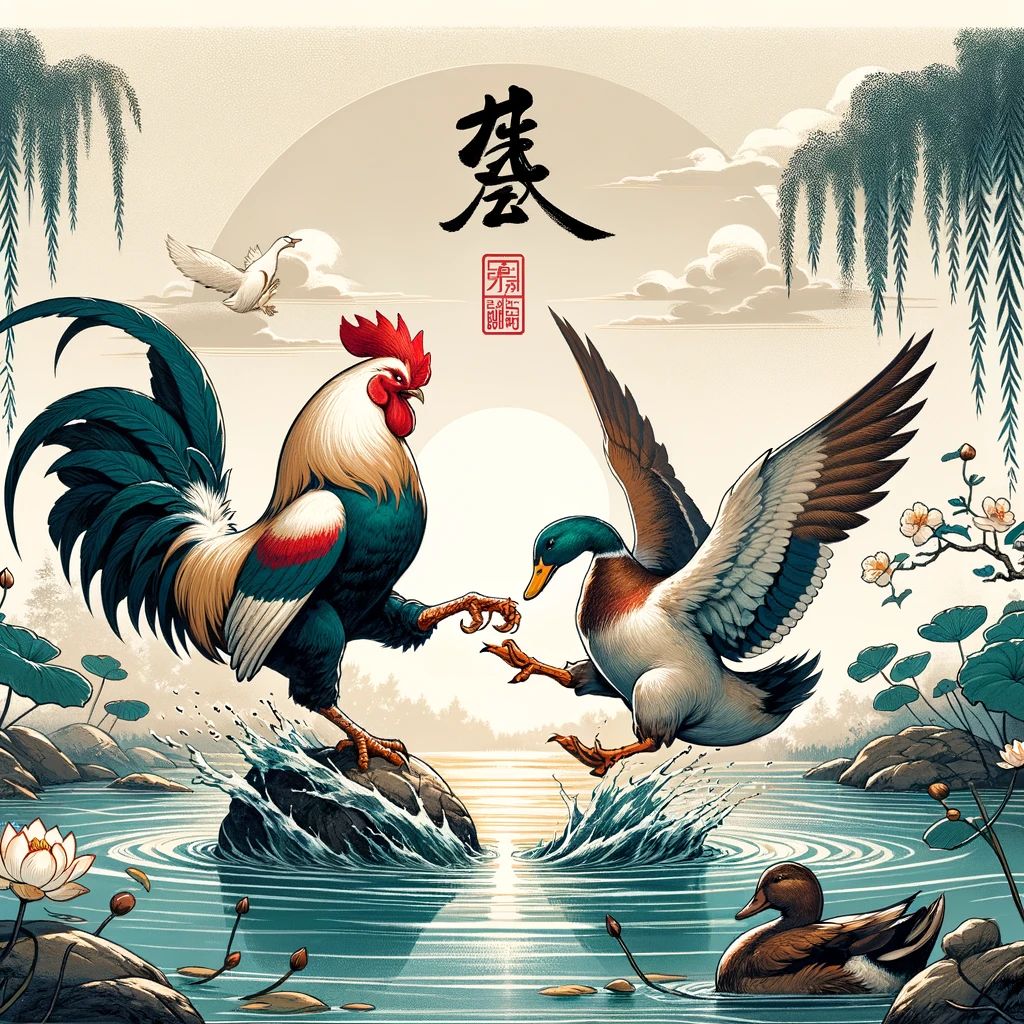 鸡鹜相争的意思解释,鸡鹜相争造句,鸡鹜相争近义词,鸡鹜相争反义词,鸡鹜相争成语故事/